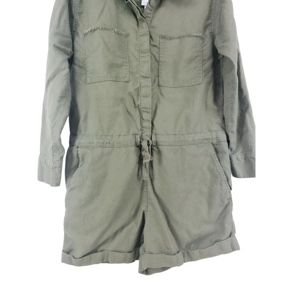 Aerie Linen Short Romper Women's Size Small Green - Picture 3 of 9